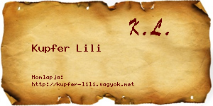 Kupfer Lili névjegykártya